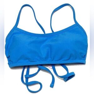 Wild Fable Womens Size S 4-6 Blue Square Neck Long Waist Tie Bralette Bikini Top